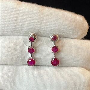 Lab Created Ruby 1.40 ctw Earrings in Stainless Steel